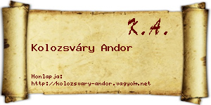 Kolozsváry Andor névjegykártya